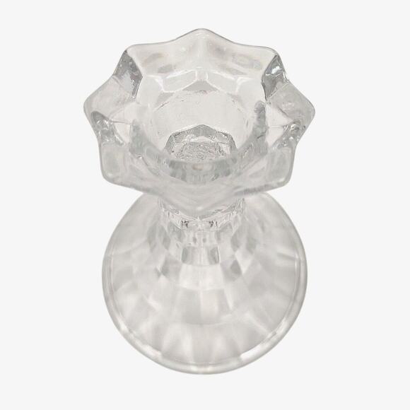 Vintage HOMCO USA Clear Crystal Glass Candle Holder Candlestick Lady Love 4" - Picture 2 of 5